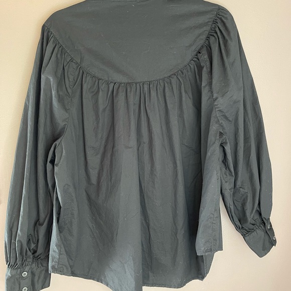 NWT Puff-Sleeve Henley Button Shirt Black Size XL - Picture 4 of 6